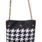 Versace Black And White Leather And Textile Shoulder Bag