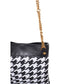 Versace Black And White Leather And Textile Shoulder Bag