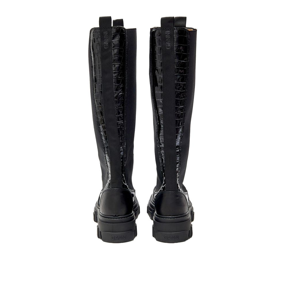 Ganni Black Leather Chelsea Boots