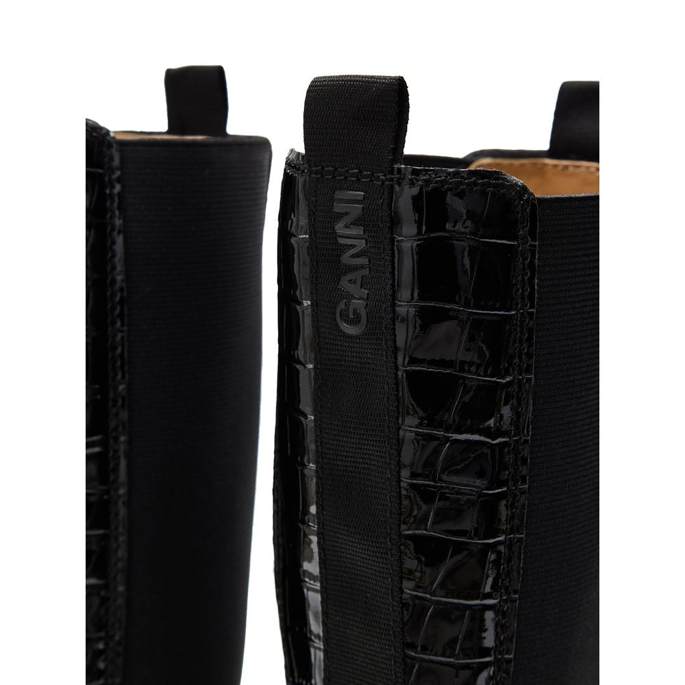 Ganni Black Leather Chelsea Boots