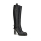 Burberry Black Calf Leather Bos Taurus High Heel Boots