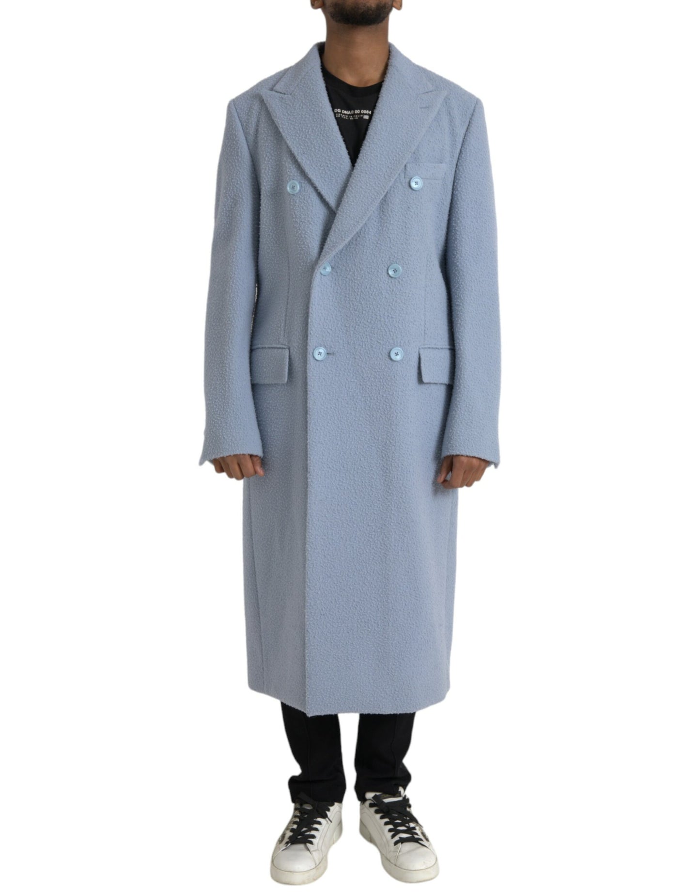 Dolce & Gabbana Light Blue Cashmere Trench Coat