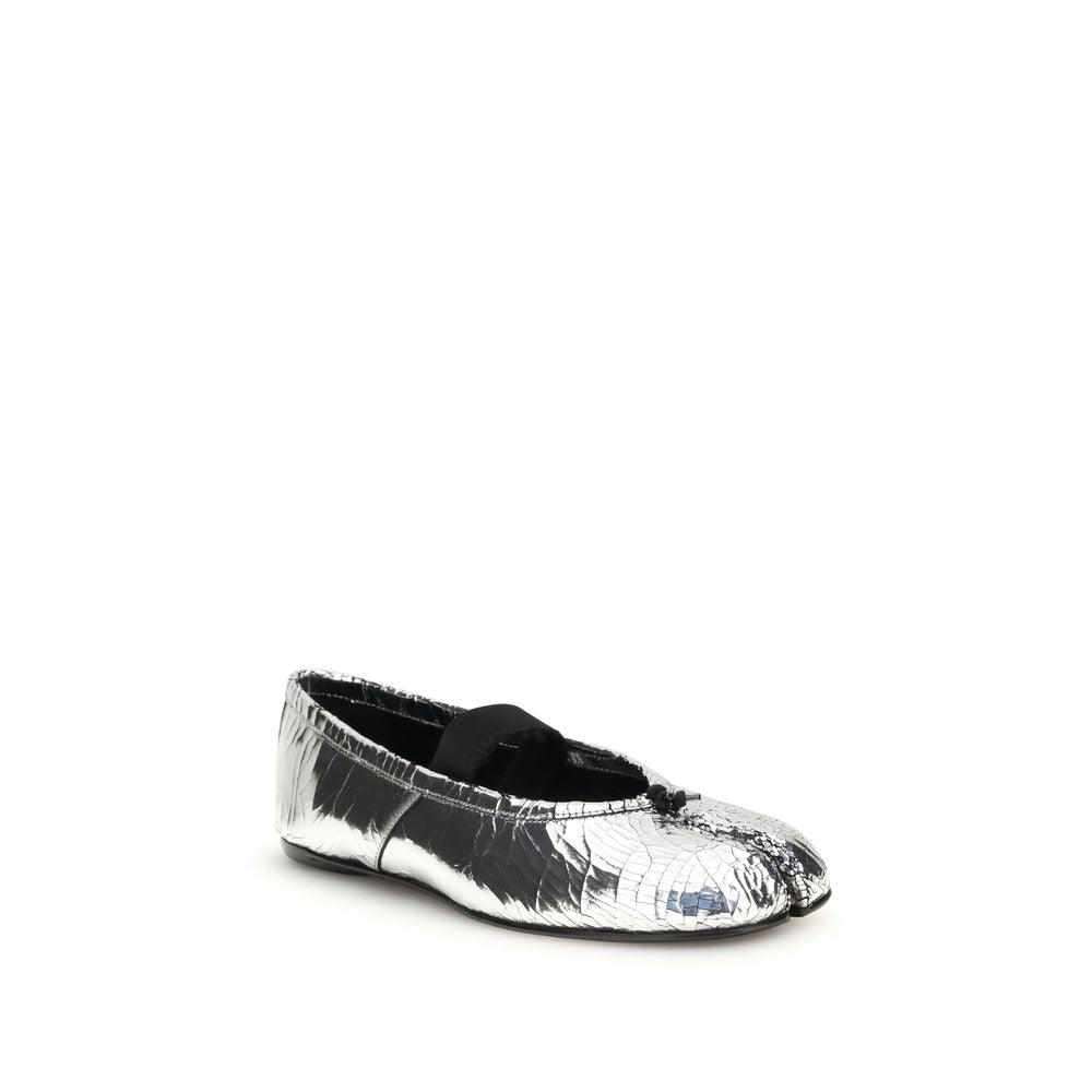 Margiela Silver Calf Leather Bos Taurus Ballet Flats