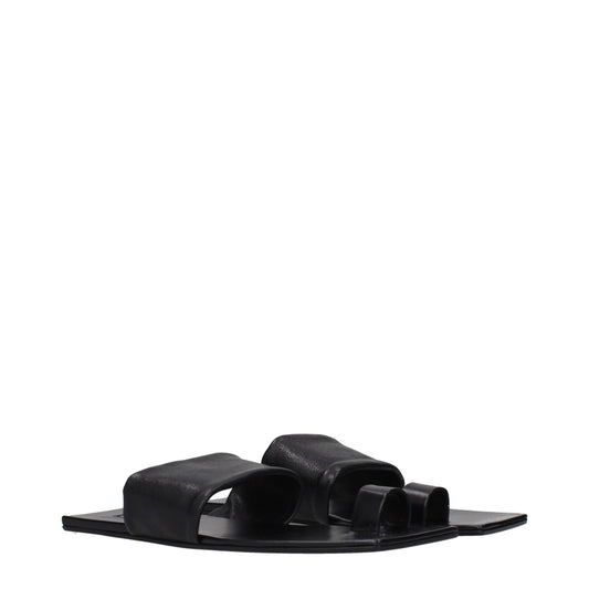 Jil Sander Black Leather Sandals