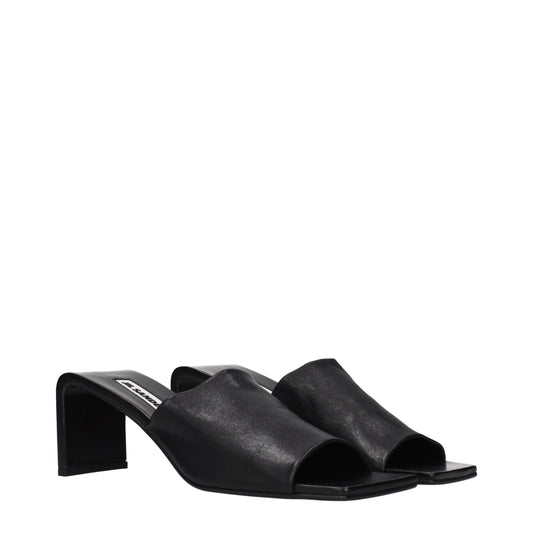 Jil Sander Black Leather Stiletto Heel Sandals