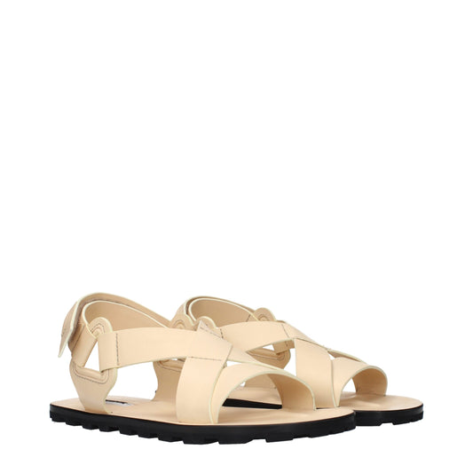 Jil Sander Beige Leather Strap-On Sandals