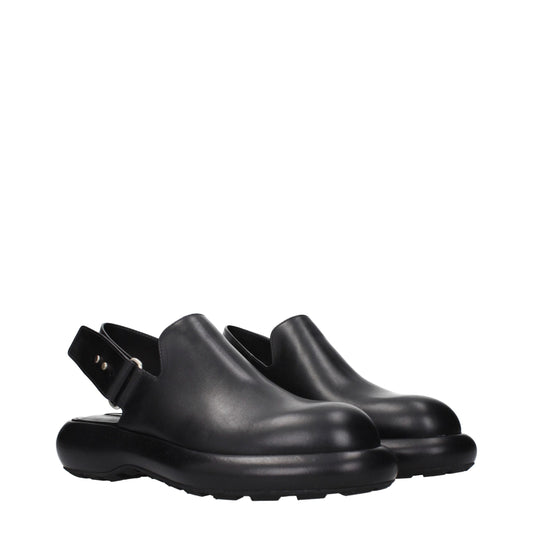 Jil Sander Black Leather Clogs