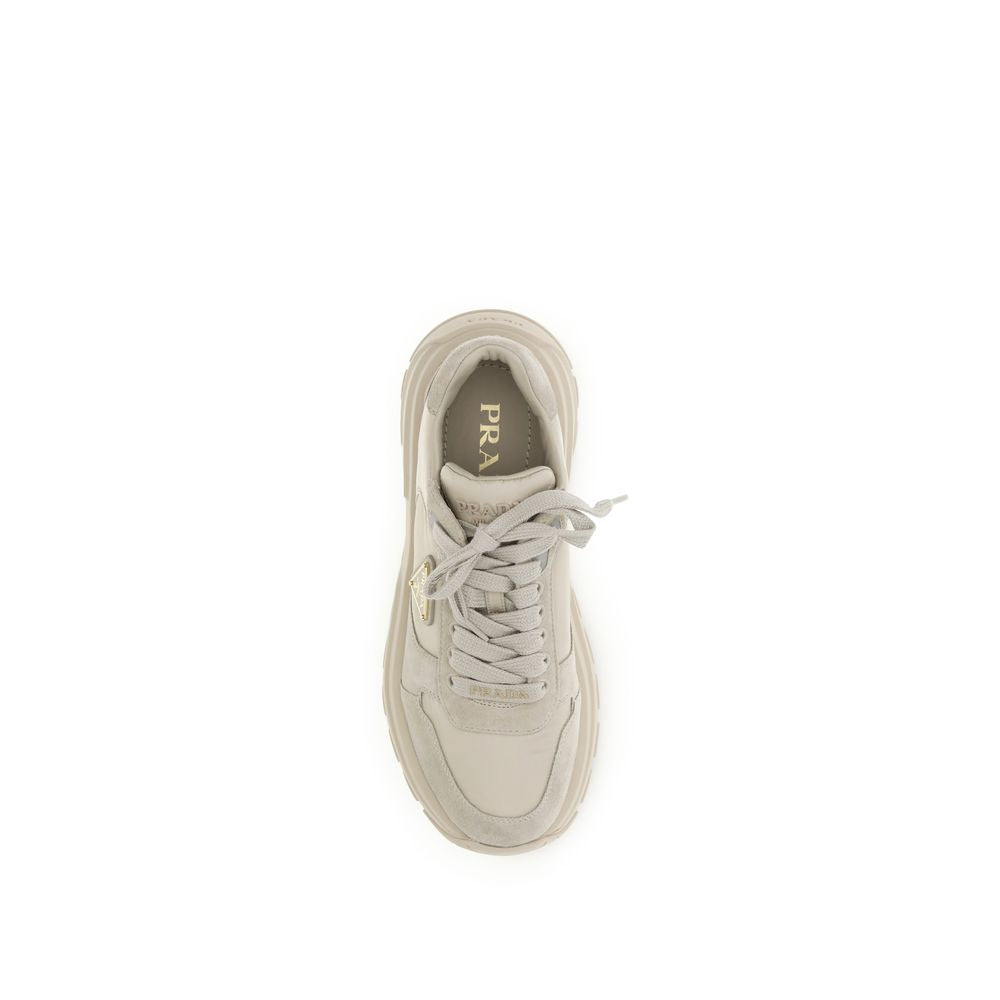 Prada Beige Recycled Polyamide Athletic Sneakers