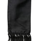 Dolce & Gabbana Black Silk Fringe Neck Wrap Foulard 160.5cm x 8cm  Scarf