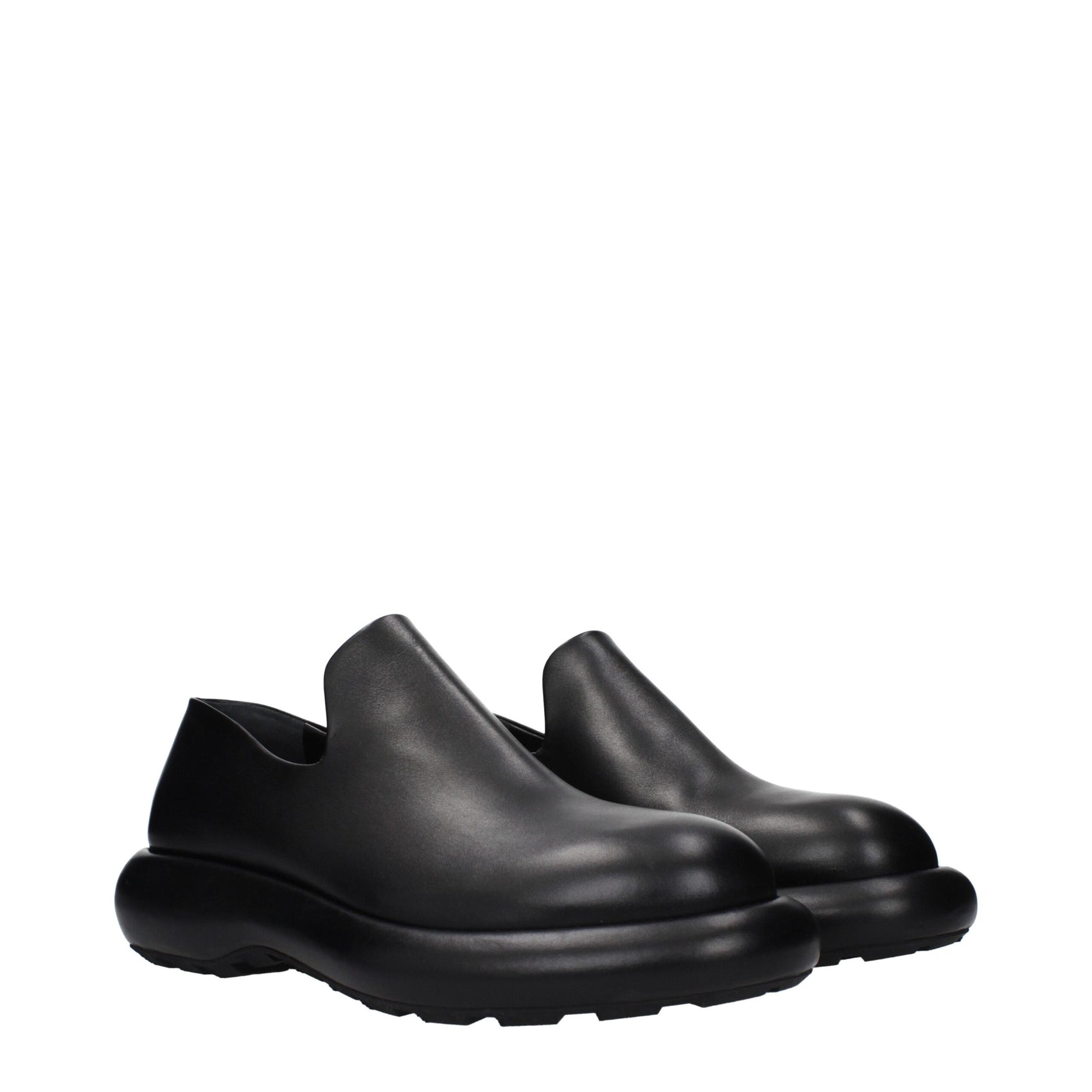 Jil Sander Black Leather Slip-On Loafers