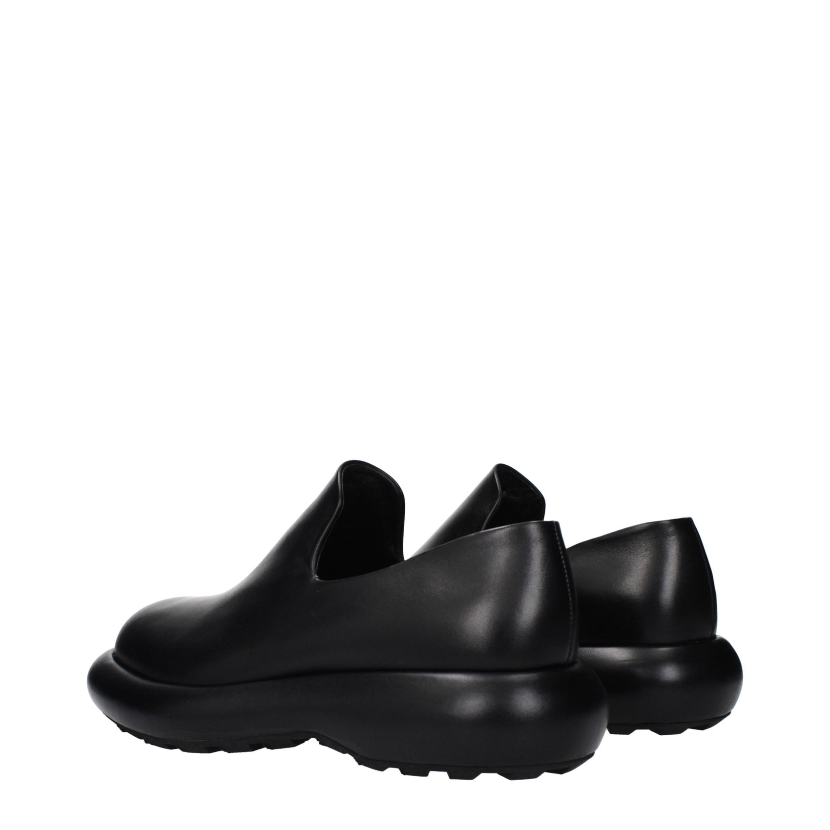 Jil Sander Black Leather Slip-On Loafers