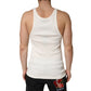 Dolce & Gabbana Ivory Cotton Ribbed Sleeveless Tank Top  T-shirt