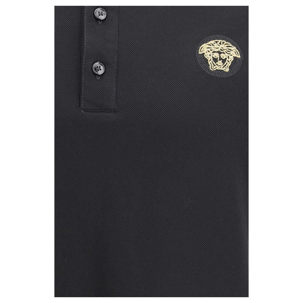 Versace Black Cotton Polo Shirt