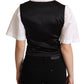 Dolce & Gabbana Solid Black Silk Sleeveless Waistcoat Vest Top