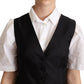Dolce & Gabbana Solid Black Silk Sleeveless Waistcoat Vest Top