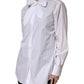 Dolce & Gabbana White Cotton Bow Tie Long Sleeves Blouse Top