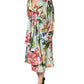 Dolce & Gabbana Green Floral Silk Wrap Midi Long Sleeve Dress