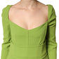 Dolce & Gabbana Green Silk Sweetheart Neckline Midi  Dress