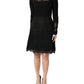 Dolce & Gabbana Black Lace Sheer Panel Midi Long Sleeve  Dress
