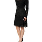 Dolce & Gabbana Black Lace Sheer Panel Midi Long Sleeve  Dress