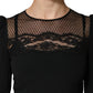 Dolce & Gabbana Black Lace Sheer Panel Midi Long Sleeve  Dress