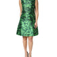 Dolce & Gabbana Green Clover Print Sleeveless A-Line  Dress