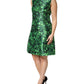 Dolce & Gabbana Green Clover Print Sleeveless A-Line  Dress