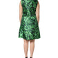 Dolce & Gabbana Green Clover Print Sleeveless A-Line  Dress