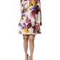 Dolce & Gabbana Multicolor Floral Cotton Longsleeves Midi Dress