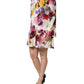 Dolce & Gabbana Multicolor Floral Cotton Longsleeves Midi Dress