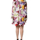 Dolce & Gabbana Multicolor Floral Cotton Longsleeves Midi Dress