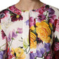 Dolce & Gabbana Multicolor Floral Cotton Longsleeves Midi Dress