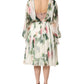 Dolce & Gabbana Floral Rose Ivory Silk Blend Longsleeve Dress