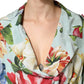 Dolce & Gabbana Floral Rose Ivory Silk Blend Longsleeve Dress