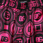 Dolce & Gabbana Black Fuchsia Silk Logo Elastic Waist Shorts