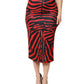 Dolce & Gabbana Red Black Zebra Print Polyester Pencil Midi Skirt