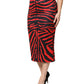Dolce & Gabbana Red Black Zebra Print Polyester Pencil Midi Skirt