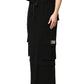Dolce & Gabbana Black Cotton Drawstring Long Maxi Cargo Skirt