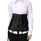 Dolce & Gabbana Black Lace-Up Waist Cincher Bustier Corset Top