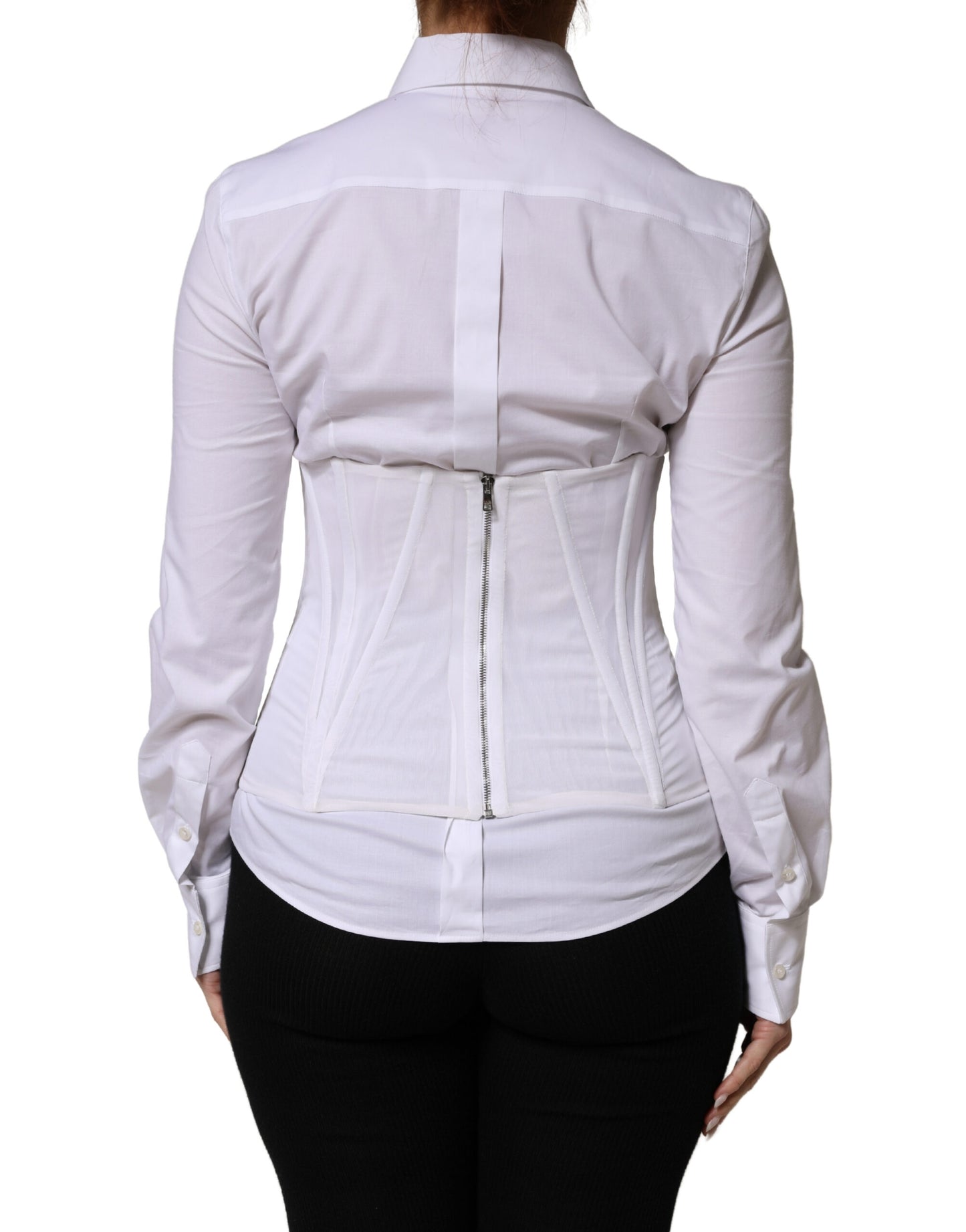 Dolce & Gabbana White Polyamide Waist Cincher Bustier Corset Top
