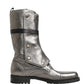 Dolce & Gabbana Metallic Leather Buckle Combat Boots Shoes