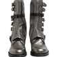Dolce & Gabbana Metallic Leather Buckle Combat Boots Shoes