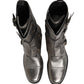 Dolce & Gabbana Metallic Leather Buckle Combat Boots Shoes