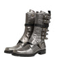 Dolce & Gabbana Metallic Leather Buckle Combat Boots Shoes