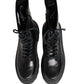 Dolce & Gabbana Black Leather Trek Sole Combat Boots Shoes