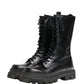 Dolce & Gabbana Black Leather Trek Sole Combat Boots Shoes
