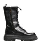 Dolce & Gabbana Black Leather Trek Sole Combat Boots Shoes