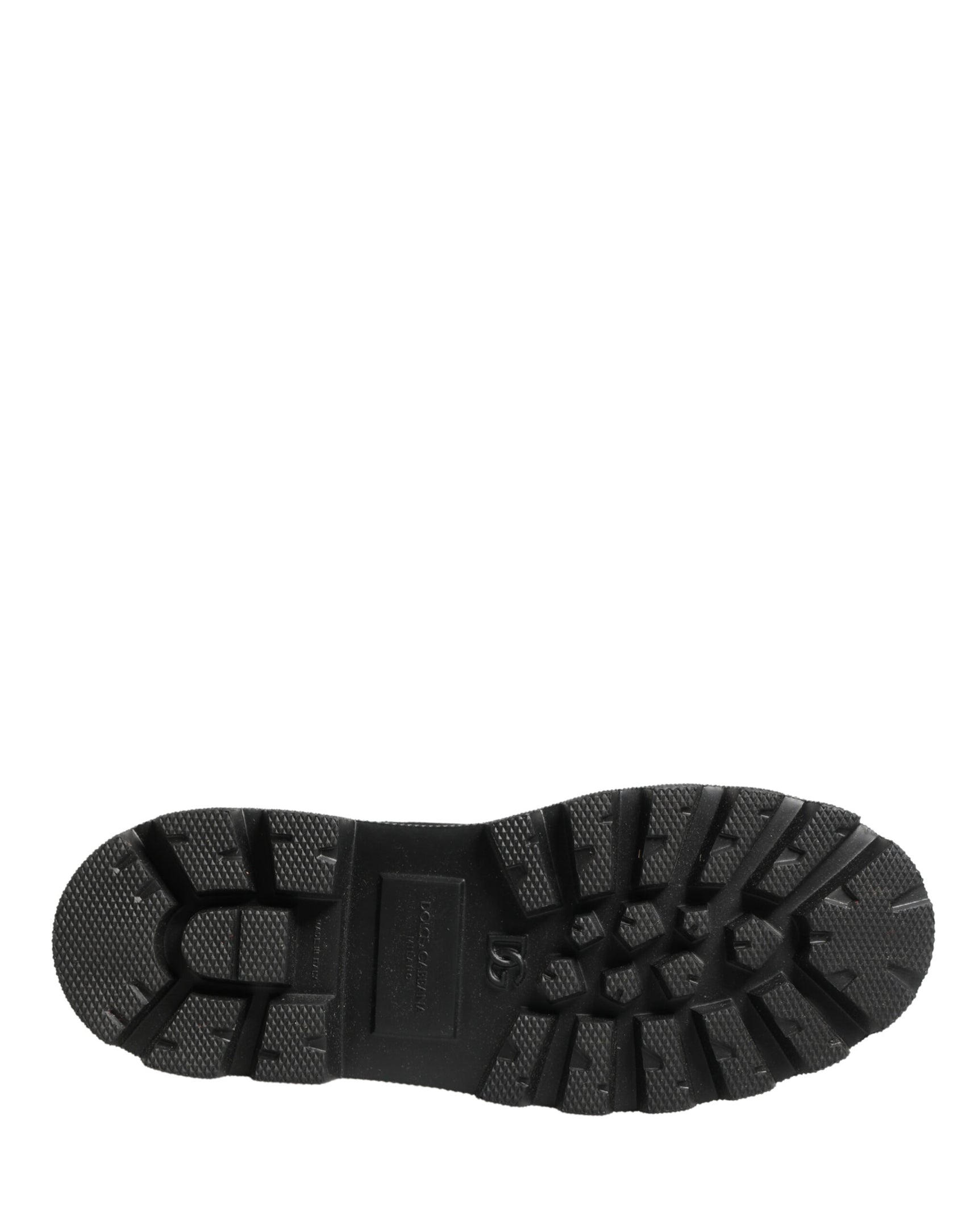 Dolce & Gabbana Black Leather Trek Sole Combat Boots Shoes