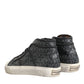 Dolce & Gabbana Black White Canvas Logo Mid Top Sneakers Shoes