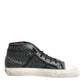 Dolce & Gabbana Black White Canvas Logo Mid Top Sneakers Shoes
